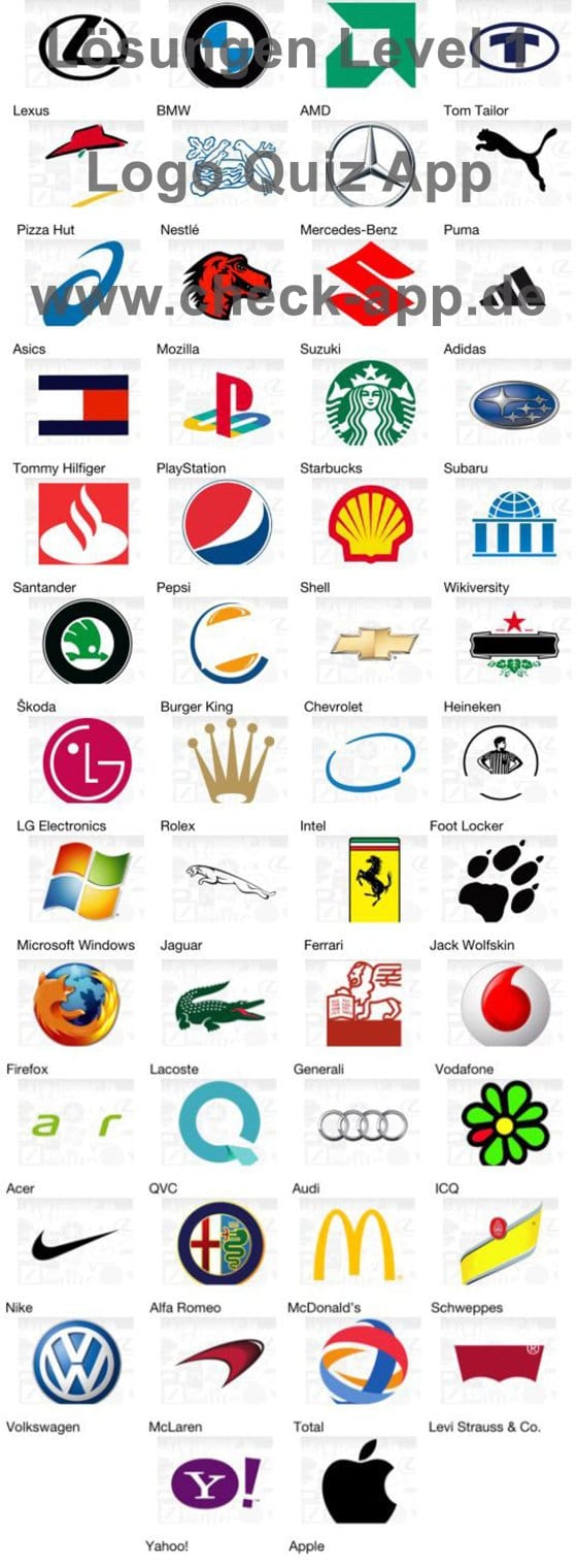 Alle Losungen Fur Die Logo Quiz App Android Iphone Windows Phone